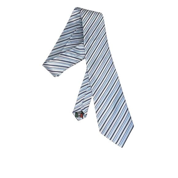 Gian Franco Italy Handmade Microfiber Tie 60” Blue Silver - Picture 8 of 10